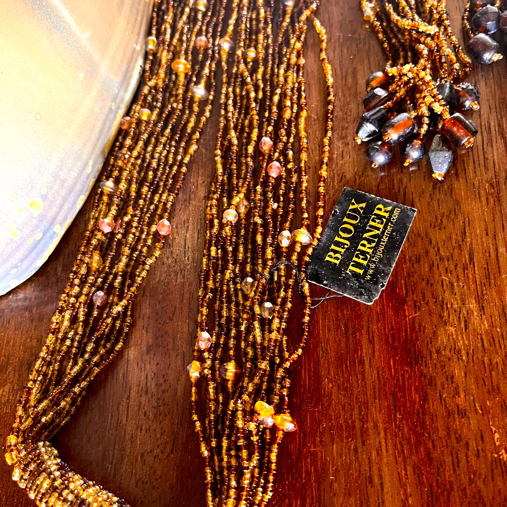 Nwt Bijoux Terner Brown Gold Beads Wrap Necklace 9$